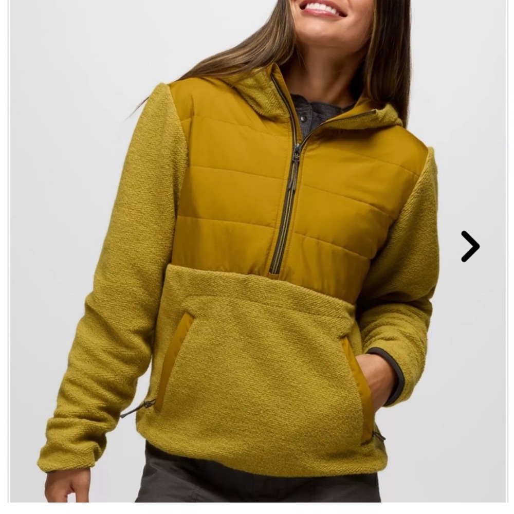 Prana Mustard Yellow Sherpa Fleece Half-Zip Pullover